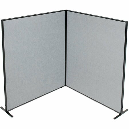 INTERION BY GLOBAL INDUSTRIAL Interion Freestanding 2-Panel Corner Room Divider, 60-1/4inW x 72inH Panels, Gray 695108GY